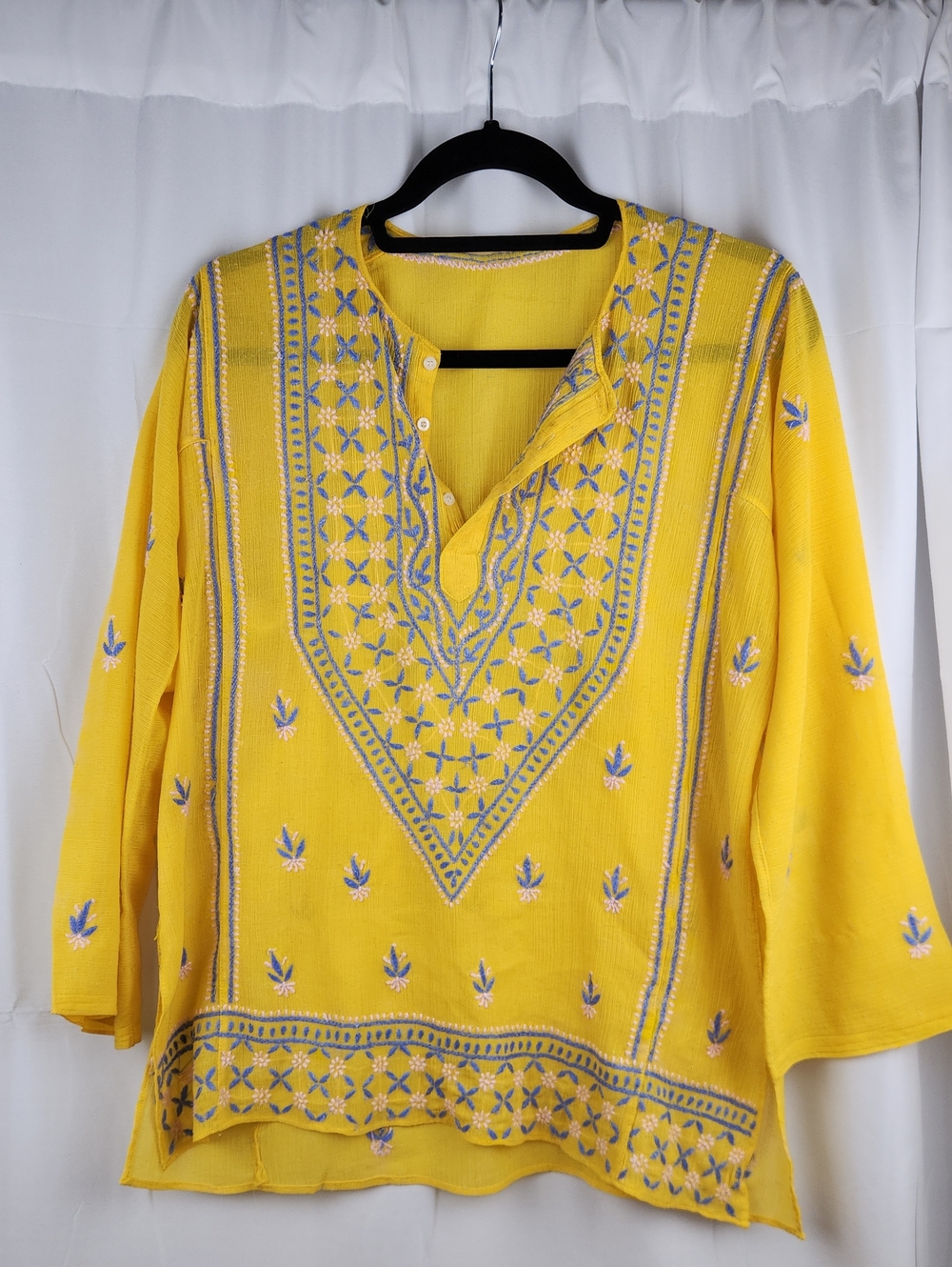 Women’s Yellow Embroidered Tunic Top